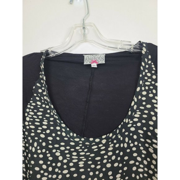 Anthropologie Baraschi Womens Black Polka Dot High Low 3/4 Sleeve Top Size Small - Picture 2 of 7
